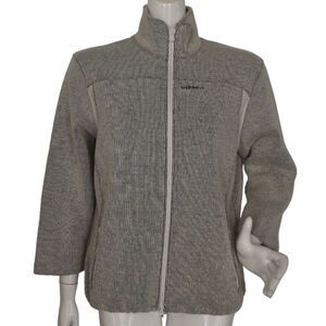 MERRELL Jacket, XL, Ribbed in Gray, Off-white accents, Zipper front, Pockets